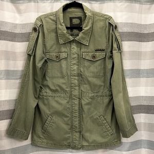 Roxy Utility Army Sage Green Jacket with Stud Accent